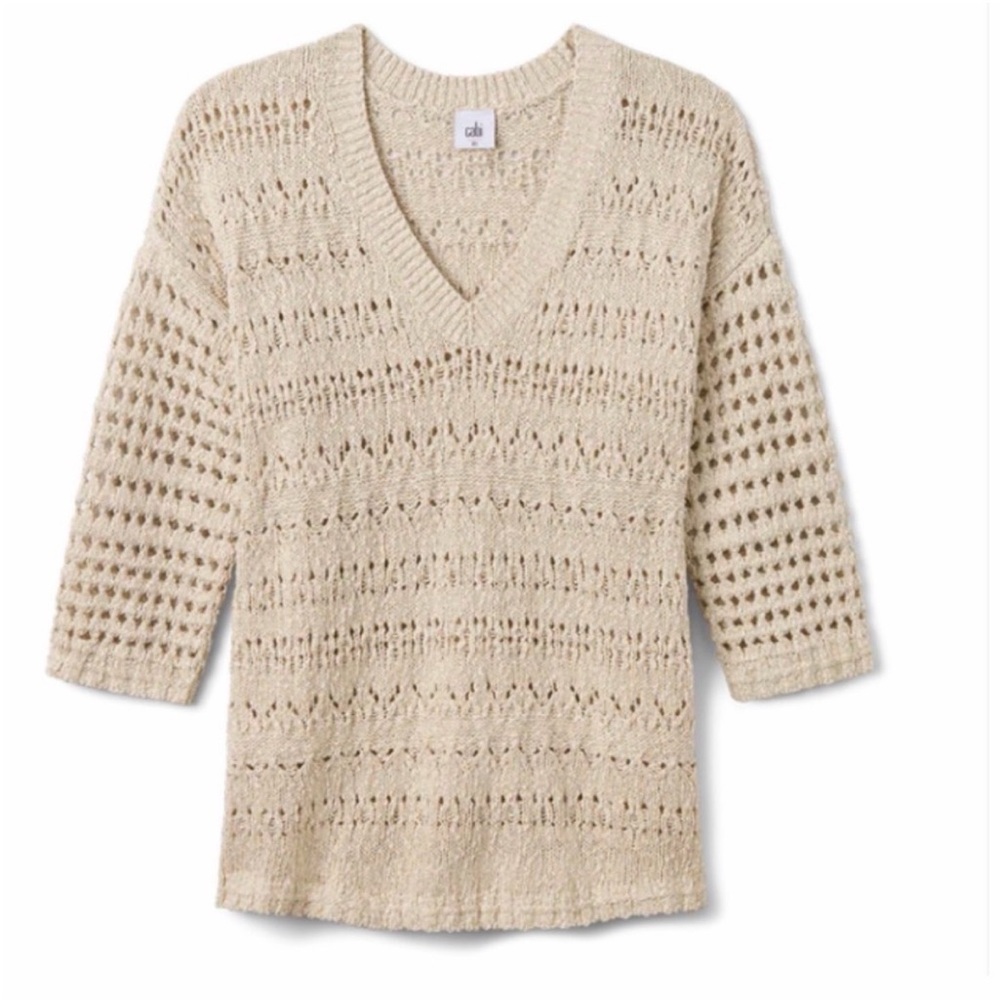 Cabi NEW ARRIVAL  Tulum Pullover cotton linen sweater style #6774 size Small